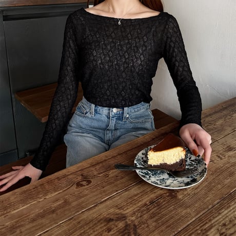 【SAMPLE SALE】wave design sheer tops