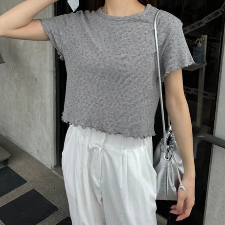 【SAMPLE SALE】flower short waffle T shirt
