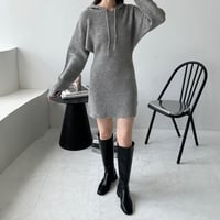 hoodie rib knit mini one-piece