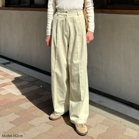 tuck twill wide pants