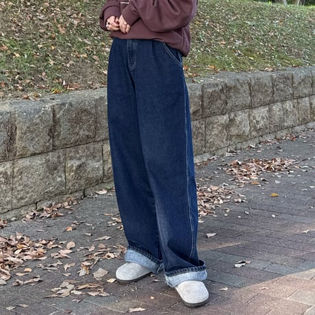 wide straight denim pants