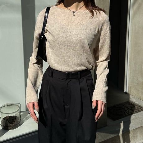boat neck sheer knit pullover