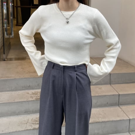 flare sleeve simple rib knit