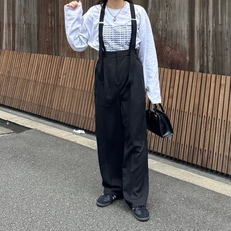 suspender high-waist slacks pants