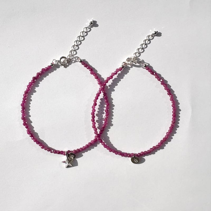 ルビー ブレスレット トップクォリティ]宝石質ルビーブレスレット（約6.5mm玉） - 埼玉県