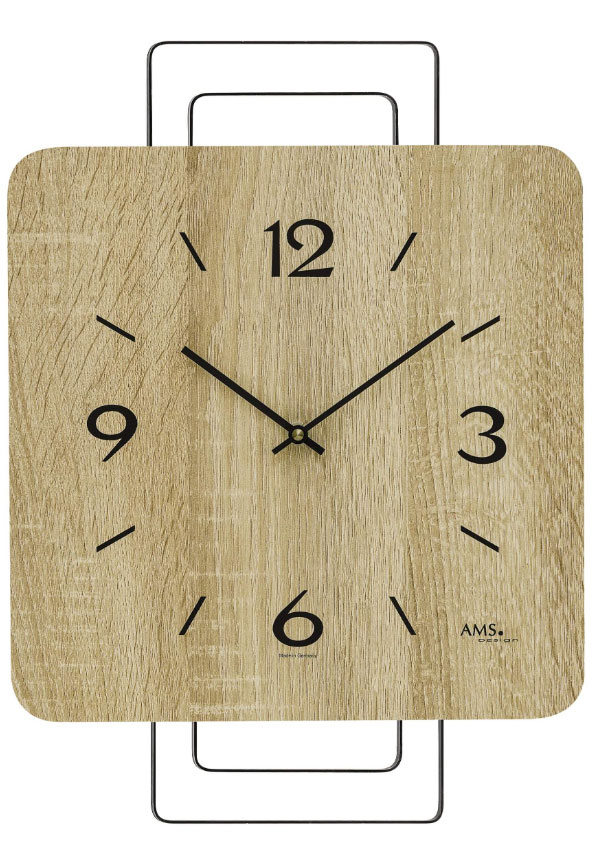 アームス ◇AMS 9692◇ソノマオーク、スクエア型壁掛け時計◇クォーツ
