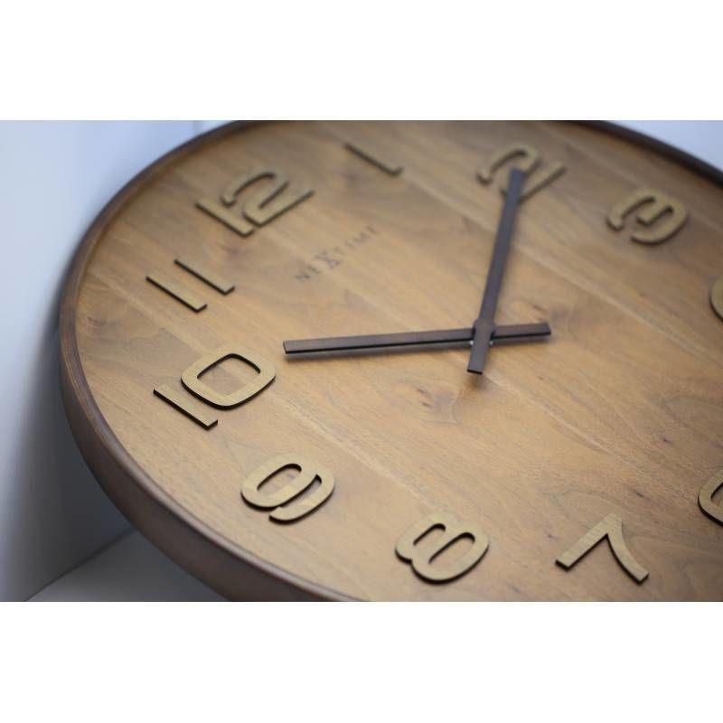NEXTIME◇NEXT 3096BR◇ウッドウッドミディアム壁掛け時計(木目)◇ø 35