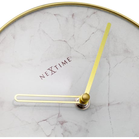 NEXTIME◆NEXT 5222WI◆テーブルマーブル置き時計◆21 x 23cm◆白い大理石