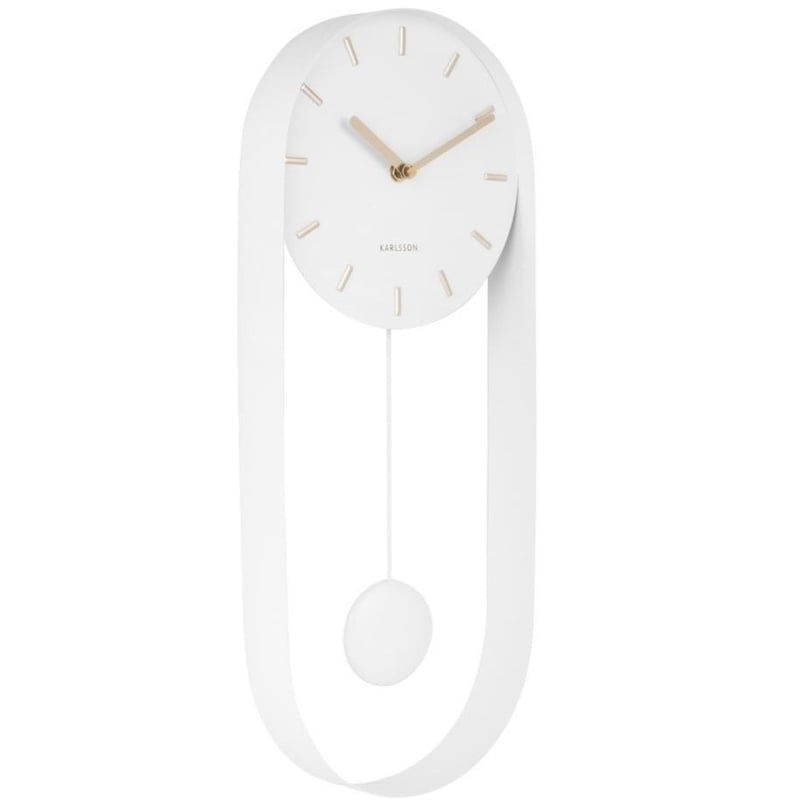 カールソン◇KARLSSON KA5822WH◇デザイン 振り子チャーム掛け時計(白