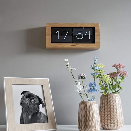 カールソン◆KARLSSON ‎KA5642WD◆フリップ時計 パタパタ時計(ウッド)◆Boxed Flip Clock