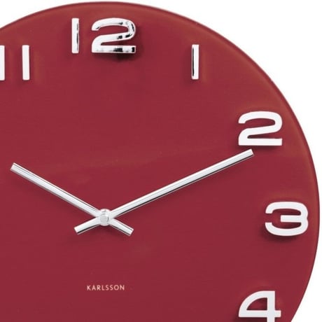 カールソン◆KARLSSON  KA5640RD◆ガラス 掛け時計(赤)◆Vintage Round Glass Clock