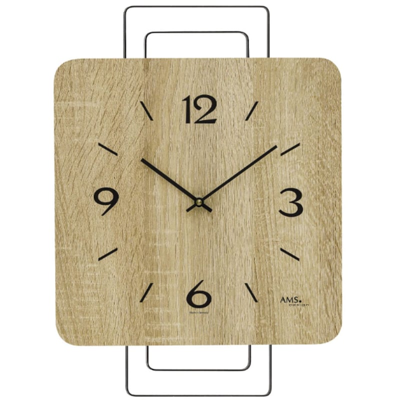アームス ◇AMS 9692◇ソノマオーク、スクエア型壁掛け時計◇クォーツ