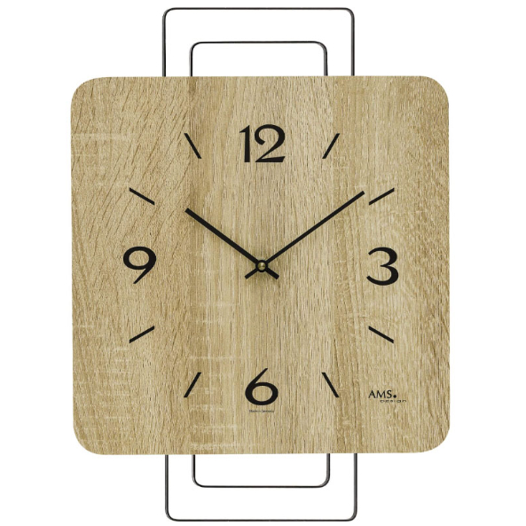 アームス ◇AMS 9692◇ソノマオーク、スクエア型壁掛け時計◇クォーツ