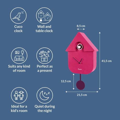 レッドキャンディ◆FI-CL1629◆カッコウ時計・鳩時計・壁掛け時計◆ピンク◆Cuckoo House Clock