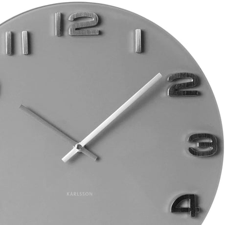 カールソン◆KARLSSON  KA5489GY◆ガラス 掛け時計(グレー)◆Vintage Round Glass Clock