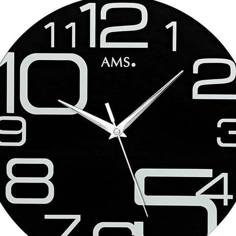 アームス ◆AMS 9461◆10時から5時 掛け時計 (黒)◆クォーツムーブメント