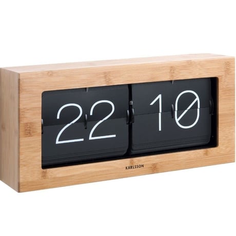 カールソン◆KARLSSON KA5642BK◆フリップ時計 パタパタ時計(竹)◆Boxed Flip Clock