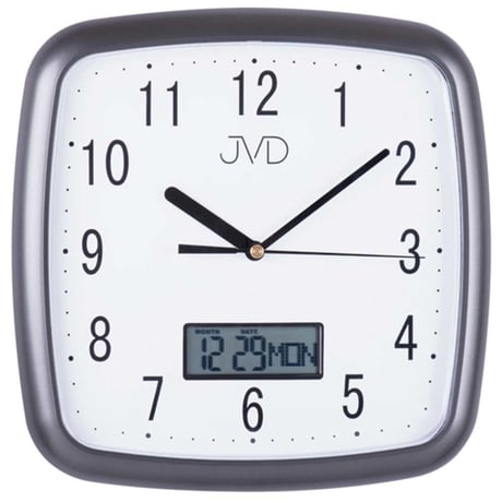 JVD◆DH615.2◆デジタル日付表示、壁掛け時計◆濃グレー◆チェコ共和国、東欧時計