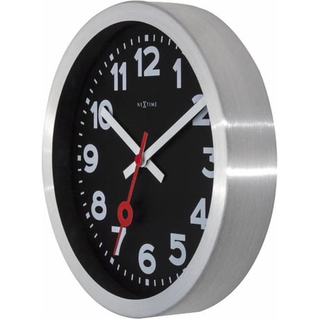 NEXTIME◆NEXT 3998ARZW◆"STATION"ステーション 壁掛け時計(黒)◆19 cm◆サイレントクォーツ