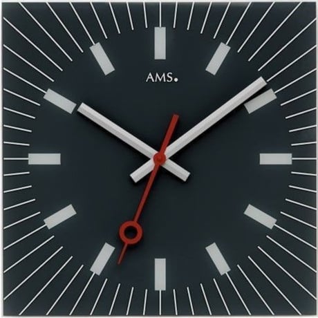 アームス ◆AMS 9575◆シンプルデザイン 掛け時計 (黒)◆クォーツムーブメント