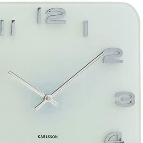 カールソン◆KARLSSON  KA5641WH◆ガラス 掛け時計(ホワイト)◆Vintage Square Glass Clock