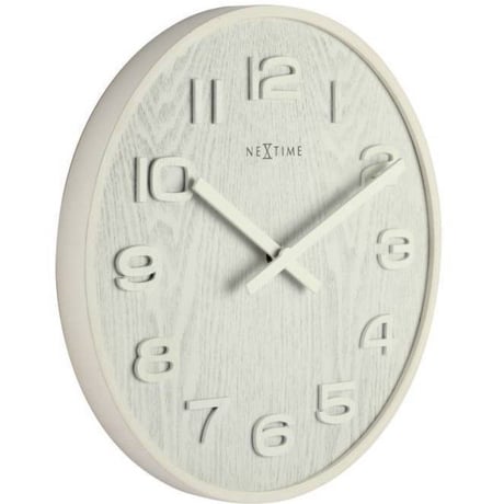 NEXTIME◆NEXT  3096WI◆ウッドウッドミディアム壁掛け時計(ホワイト)◆ø  35cm x 3 cm◆WOOD WOOD MEDIUM
