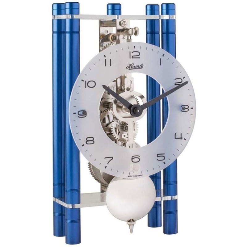 【動作確認済み】【最終値下げ】ヘルムレ Hermle 掛け時計 振り子時計 ヘルムレ◇Hermle 23021-Q70721 ◇機械式スケルトン振り子時計(青)◇手