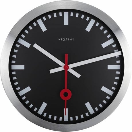 NEXTIME◆NEXT 3999STZW◆"STATION"ステーション 壁掛け時計(黒)◆35 cm◆サイレントクォーツ