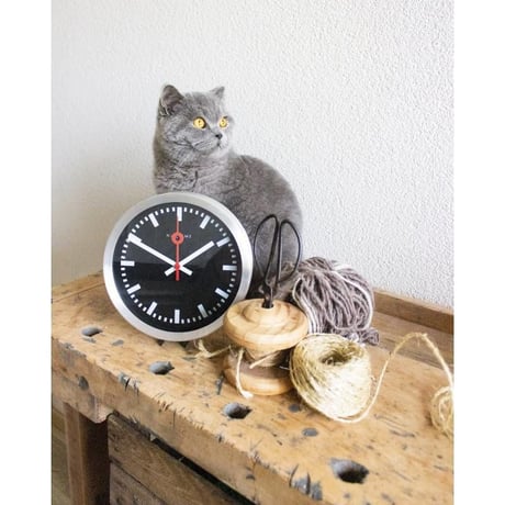 NEXTIME◆NEXT 3998STZW◆"STATION"ステーション 壁掛け時計(黒)◆19 cm◆サイレントクォーツ