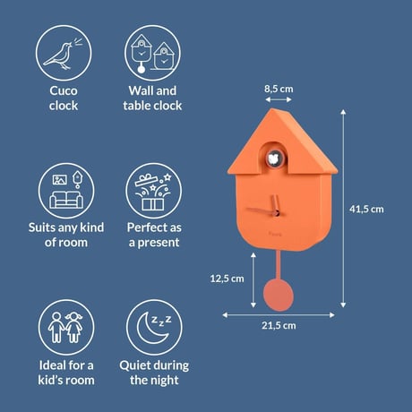 レッドキャンディ◆FI-CL1629◆カッコウ時計・鳩時計・壁掛け時計◆オレンジ◆Cuckoo House Clock