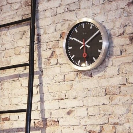 NEXTIME◆NEXT 3999STZW◆"STATION"ステーション 壁掛け時計(黒)◆35 cm◆サイレントクォーツ