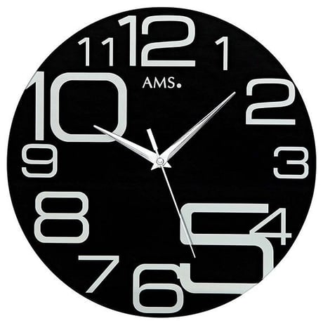 アームス ◆AMS 9461◆10時から5時 掛け時計 (黒)◆クォーツムーブメント