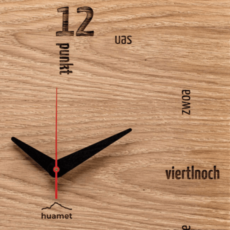 HUAMET◆CH51-A-01◆本物のオーク材スクエア・木目の壁掛け時計◆南チロル