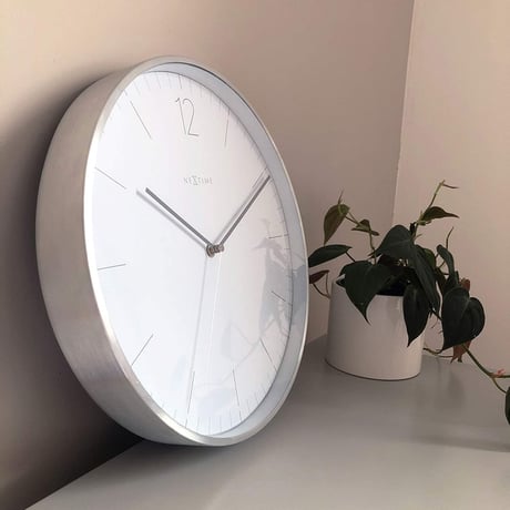 NEXTIME◆NEXT  3254WI◆エッセンシャルシルバー 掛け時計◆Ø34cm◆ESSENTIAL SILVER