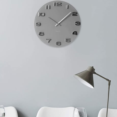 カールソン◆KARLSSON  KA5489GY◆ガラス 掛け時計(グレー)◆Vintage Round Glass Clock
