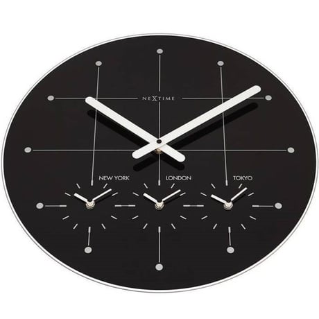 NEXTIME◆NEXT 214ZW◆「ビッグシティ」ワールドタイム 壁掛け時計◆ニューヨーク、ロンドン、東京
