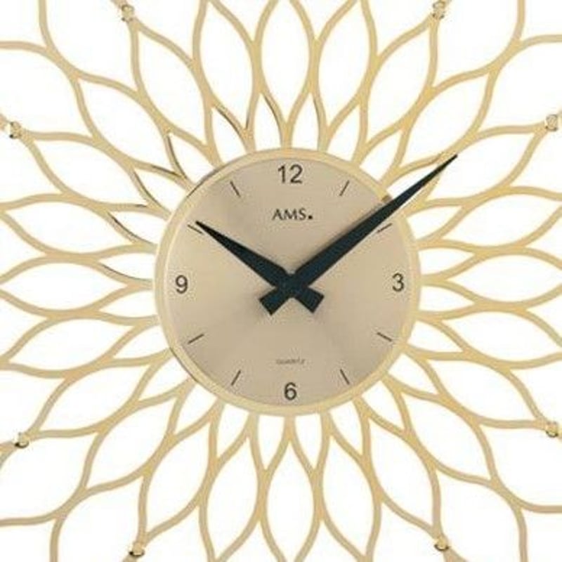 アームス ◇AMS 9359 ◇サンフラワーデザイン壁掛け時計(ゴールド