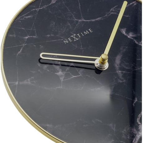 NEXTIME◆NEXT 5222ZW◆テーブルマーブル置き時計◆21 x 23cm◆黒い大理石