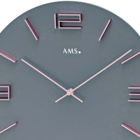 アームス ◆AMS 9590◆デザイン掛け時計・ブルー・グレーのラッカー仕上げ◆クォーツムーブメント