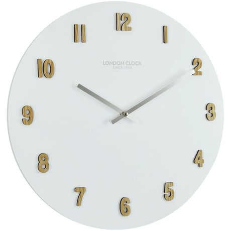 ロンドンクロック◆LONDON CLOCK 01223◆木製の数字の壁掛け時計◆白◆クォーツムーブメント