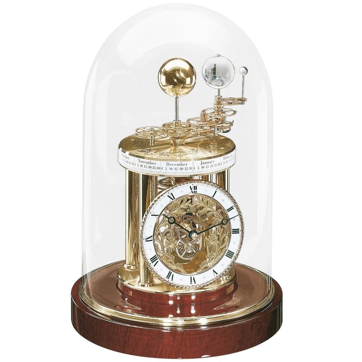 ヘルムレ◇Hermle 22836-072987◇ガラスドーム 三球儀付き 置き時計 