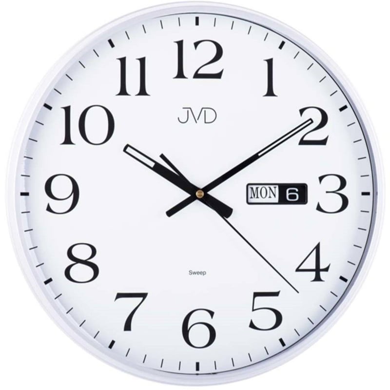 JVD◇HP671.1◇曜日と日付表示、サイレント壁掛け時計◇直径35cm