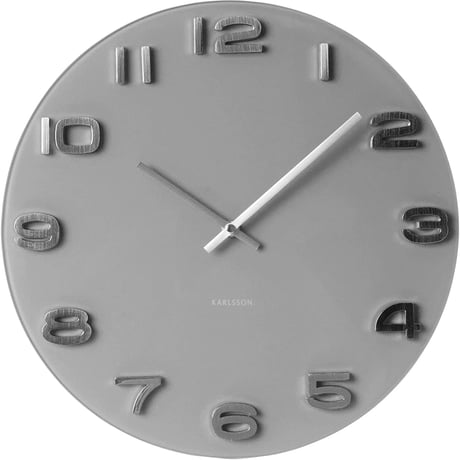 カールソン◆KARLSSON  KA5489GY◆ガラス 掛け時計(グレー)◆Vintage Round Glass Clock