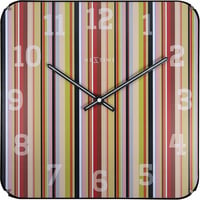NEXTIME◆NEXT  3169◆"Smithy Dome"スミシードームスクエア掛け時計◆35 cm◆レトロ、ストライプ