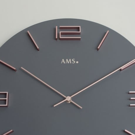 アームス ◆AMS 9590◆デザイン掛け時計◆ブルー・グレー◆クォーツムーブメント