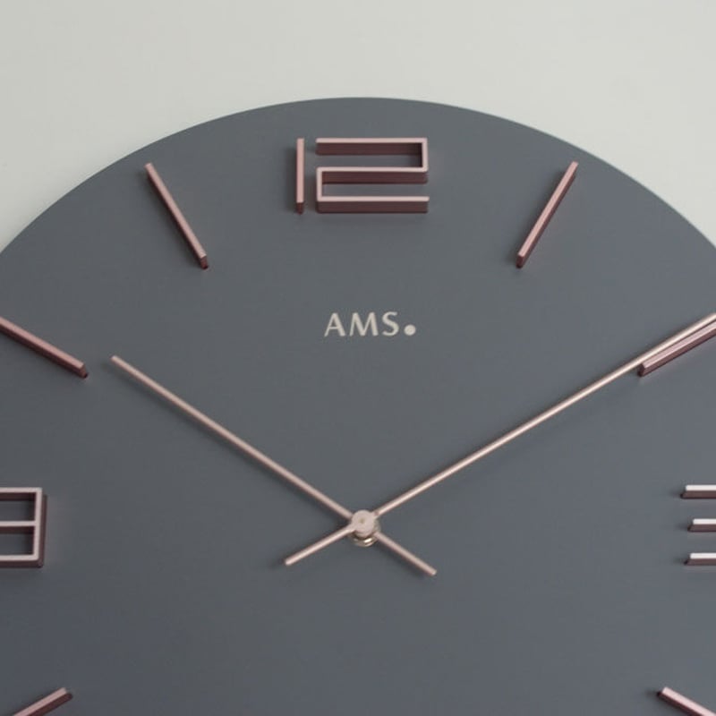 アームス ◇AMS 9590◇デザイン掛け時計◇ブルー・グレー◇クォーツ