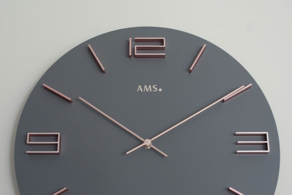 AMS 掛時計 デザインクロック モダン クォーツムーブメント アームス ◇AMS 9590◇デザイン掛け時計◇ブルー・グレー◇クォーツ
