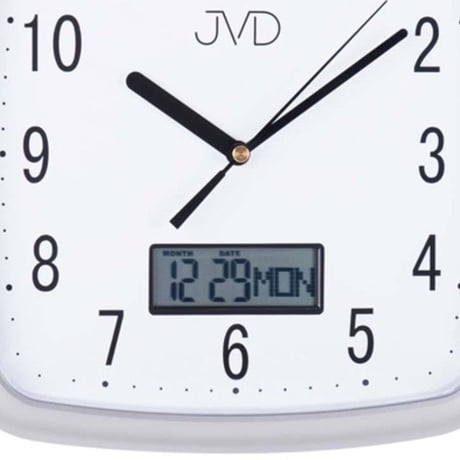 JVD◆DH615.1◆デジタル日付表示、壁掛け時計◆シルバー◆チェコ共和国、東欧時計
