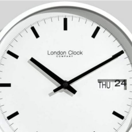 ロンドンクロック◆LONDON CLOCK 01119◆日付き壁掛け時計◆白◆クォーツムーブメント
