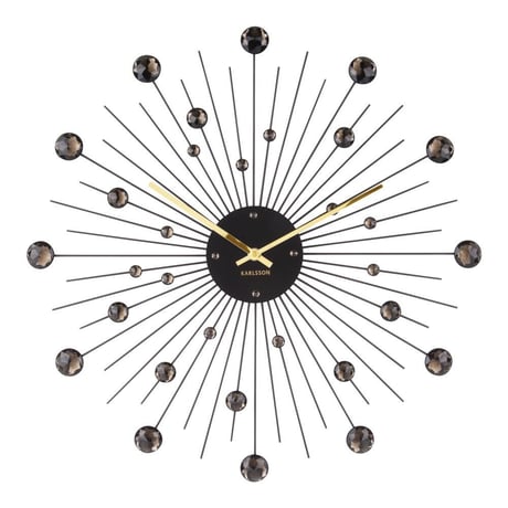 カールソン◆KARLSSON KA4859BK◆スパンコールのデザイン掛け時計(ブラック)◆Sunburst Large Wall Clock
